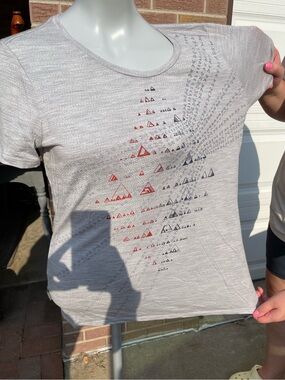 Icebreaker Light Gray Short Sleeve Tee with Red & Navy Triangle Graphic